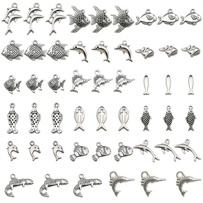 Metallic Dolphin and Fish Metal Charms with 18 Listed Options