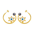 Evil Eye Sun C-Hoop Earrings Enamel Gold Steel Pair view 5
