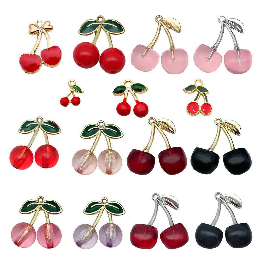 Acrylic 3D Cherry Fruit Charm Pendant for DIY Earrings Keychain Necklace Making