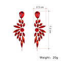 Red Gold Tone Champagne Winged Leaf Tassel Crystal Three Designs Metal Dangle Earrings view 2