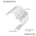 Titanium Steel Wide Open Cuff Bracelet Cutout Flower Leaf view 6
