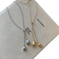 Minimal Teardrop Pendant Lariat Necklace in Gold Tone view 5