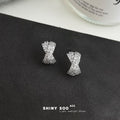 Silver Tone Pave CZ Crossed X Twist Stud Earrings Pair view 3