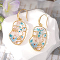 Gold Tone Face Profile Pressed Flower Earrings and Charms view 3
