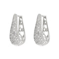 Pave Crystal Teardrop U Shape Huggie Earrings Gold Silver view 5