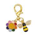 Enamel Bee Flower Smile Keychain Gold Clasp Five Colors view 10