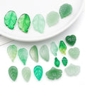 Assorted Green Glass Leaf Charms in Multiple Shapes and Finishes view 2