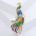 Long Tail Peacock Brooch in Two Multicolor Enamel Palettes view 6
