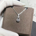 Round Clear Solitaire Teardrop-Frame Pendant Necklace In Silver Tone view 3