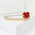 Four Leaf Clover Safety Pin Brooch Crystal Six Colors view 3