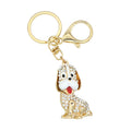 Rhinestone Enamel Sitting Puppy Keychain Gold Clasp view 5