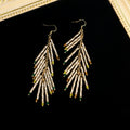 Silver Tube Tassel Multicolor Bead Long Hook Earrings view 3