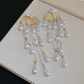Pearl Chandelier Earrings in Gold and Silver Tones view 7