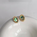 Gold-Tone Irregular Oval Abalone Shell Stud Earrings view 3