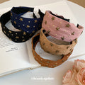 Fabric Star Studded Wide Headband Deep Coffee Brown view 2