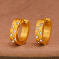 Gold Stainless Steel Geometric Zircon Huggie Hoop Earrings view 3