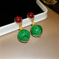 Colorful Resin Ball Drop Earrings with Crystal Studs view 7