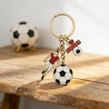 Soccer Player Multi Charm Keychain Gold Ring Enamel view 4