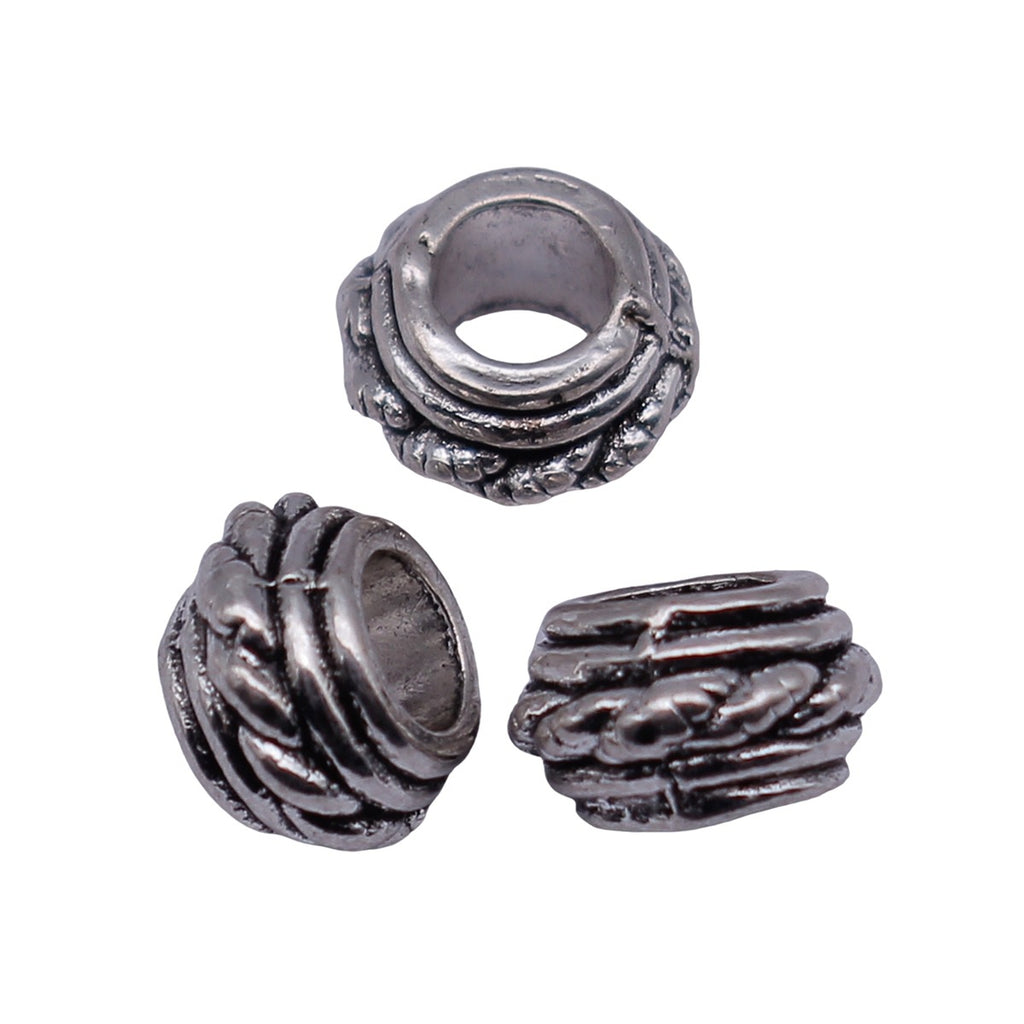 7.5x7.5x4.8mm 0.62g Antique Silver Zinc Alloy Spiral Round Large Hole Spacer Beads for DIY Bracelet Jewelry