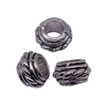Spiral Ridge Large Hole Round Metal Bead in Antique Silver Tone view 4
