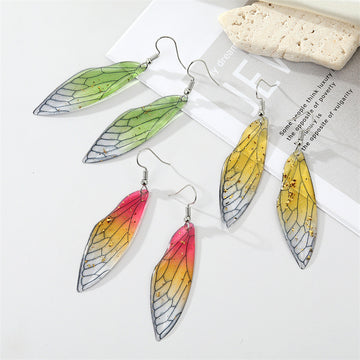 Silver Tone Translucent Butterfly Wing Hook Earrings in Three Colors