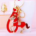 Jeweled Galloping Horse Keychains in Five Colors with Braided Loop Options view 10