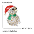 Rhinestone Snowman Brooch Red Hat Green Scarf Snowflake view 5