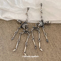 Silver Articulated Skeleton Drop Earrings and Pendant Necklace view 4