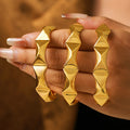 Gold-Tone Geometric Faceted Open Cuff Bracelet, Copper, 5.5 cm view 1