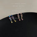 Gold Pink Zircon Butterfly Drop Earrings Teardrop Dangle Pair view 1