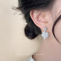 White Pearl Top And Ivory Loop Petal Flower Cluster Earrings view 2