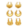 Stainless Steel Hollow Geometric Hoop Earrings Gold Silver Finish view 5
