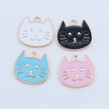 Enamel Cat Face Charms in Four Pastel and Dark Colors view 2