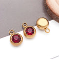 Stainless Steel Color Rhinestone Birthstone Zodiac charm pendants for DIY necklaces bracelets