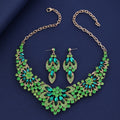 Black Silver Tone Flower Seven Designs Metal Necklace and Earring Set view 3