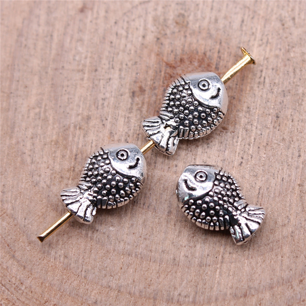 12x7mm 0.7g Antique Silver Zinc Alloy Fish Loose Metal Beads for DIY Bracelet Jewelry Making