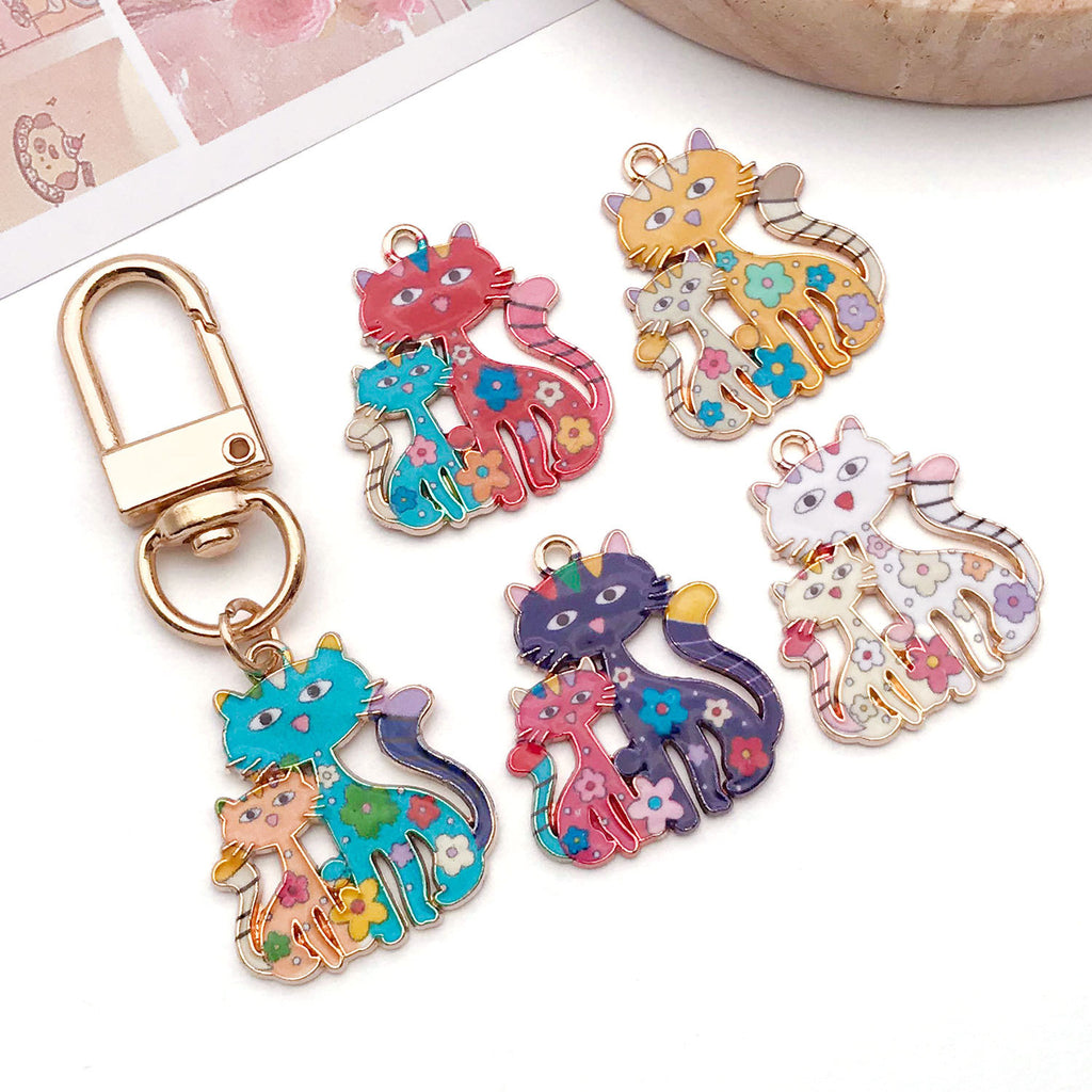 Zinc Alloy Halloween Cat Charm Pendant for Keychain Earrings DIY Jewelry