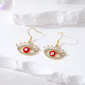 Gold Tone Crystal Lash Enamel Evil Eye Hook Earrings in Five Colors view 5