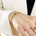 Double Curb Chain Rectangle Zircon Necklace Bracelet Set view 4