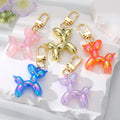 Gold Tone Iridescent Balloon Dog Clip Keychains in Seven Colors view 1