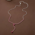 Pink Rhinestone Y Lariat Necklace Silver Crystal Drop view 4