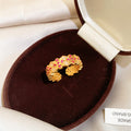 Gold Open Adjustable Rings Floral Pink And Gem Styles view 10