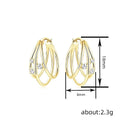 Gold Tone Multi Loop Geometric Clear Stone Hoop Earrings view 4