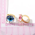 Gold Tone Oversized Faceted Crystal Adjustable Rings view 5