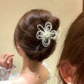 White Pearl Bead Flower Hair Claw Clip Clear Spring view 4
