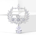 Crystal Olive Branch Frame Brooch In Two Tones With Polished Metal Detail view 4