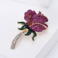 Crystal Rose Tassel Brooch in Purple and Red for Jackets and Scarves view 2