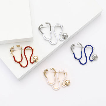 Stethoscope Outline Brooch in Four Enamel and Metal Colors