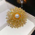 Pearl Crystal Flower Burst Brooch Pins Four Color Styles view 8