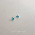 Silver-Tone Mini Blue Enamel Starfish Stud Earrings view 6